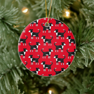 Cute Welsh Border Collie Sheep Dog Pattern Ceramic Ornament