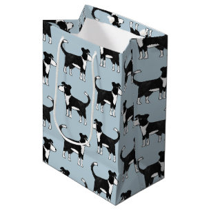 Cute Welsh Border Collie Sheep Dog Pattern Medium Gift Bag