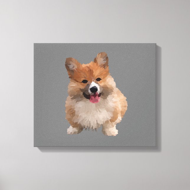 Cute Welsh Corgi Canvas Wall Art (Front)