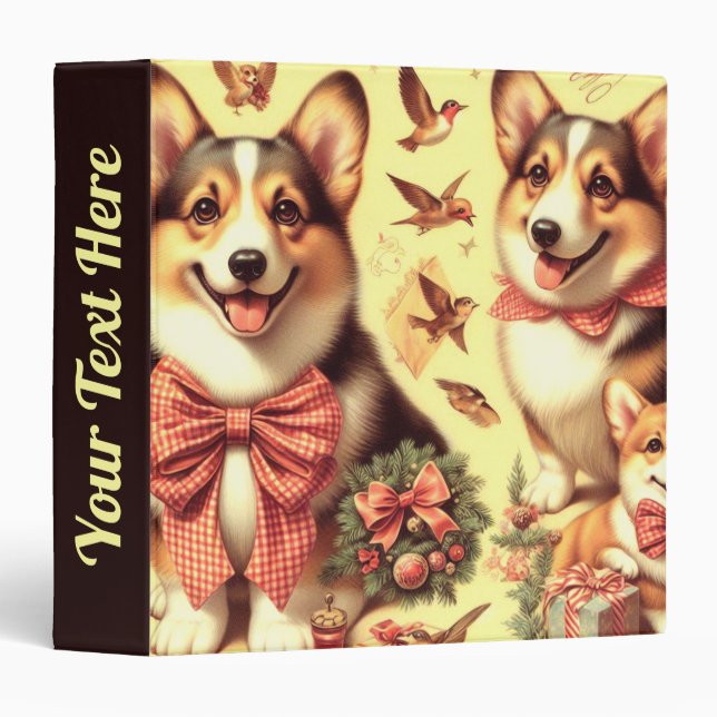 Cute Welsh Corgi Cardigan Illustration Binder (Front/Spine)