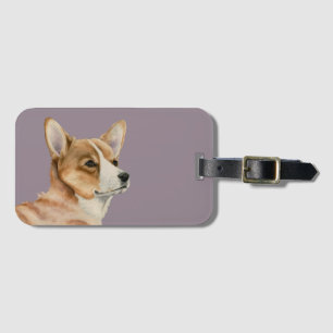Cute Welsh Corgi Dog Watercolor Painting Luggage Tag