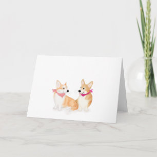 Cute Welsh corgis wearing pink bandanas blank card