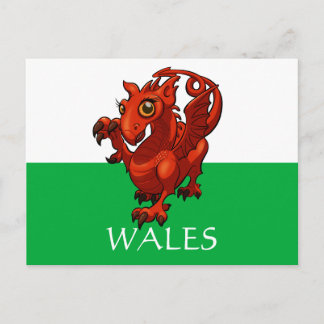 Cute Welsh Dragon Wales Flag Add Your Text Cartoon Postcard
