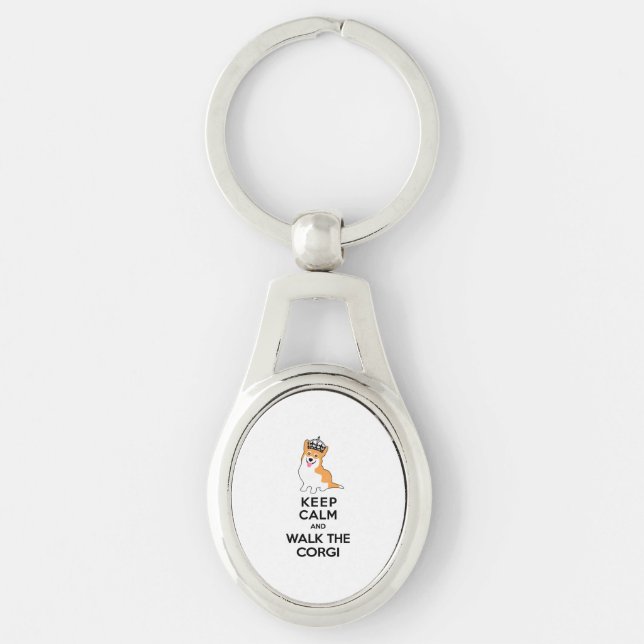 Cute Welsh Pembroke Corgi Cartoon Drawing Keychain (Front)