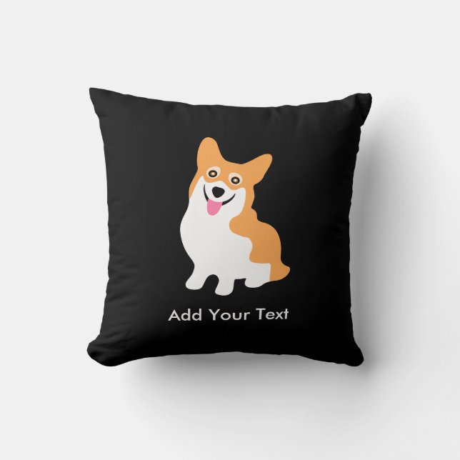 Cute Welsh Pembroke Corgi Puppy Throw Pillow (Front)