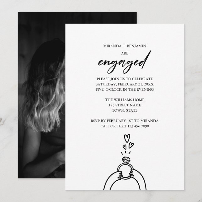 Cute We're Engaged Photo Engagement Party Invitation (Front/Back)