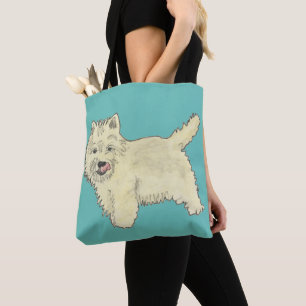 Cute West Highland Terrier Dog Art Painting Design Tote Bag