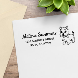 Cute West Highland Terrier Dog Return Address Rubber Stamp