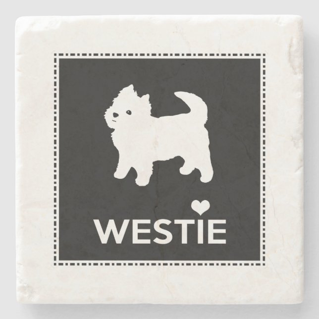 Cute West Highland Terrier - I Love Westies Stone Coaster (Front)