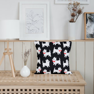 Cute West Highland Terrier Pattern Custom Colour Throw Pillow