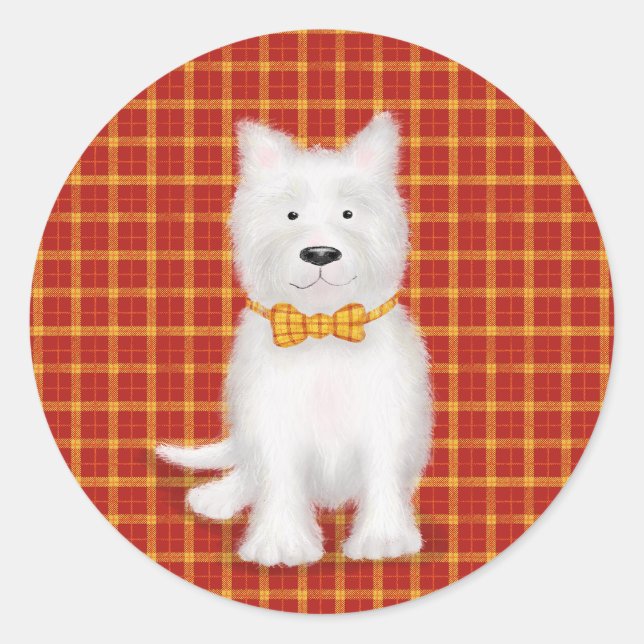 Cute West Highland terrier round stickers (Front)