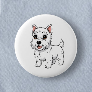 Cute West Highland White Terrier Dog 2 Inch Round Button