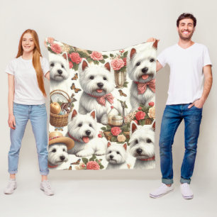 Cute West Highland White Terrier Seamless Fleece Blanket