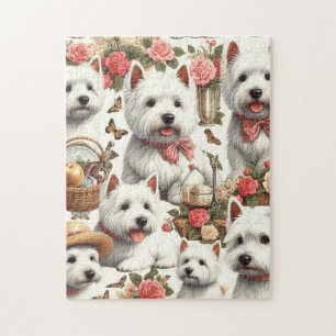 Cute West Highland White Terrier Seamless Jigsaw Puzzle