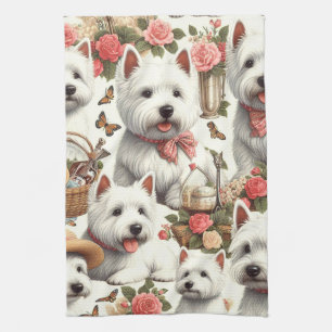 Cute West Highland White Terrier Seamless Kitchen Towel