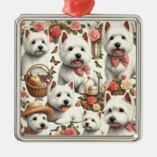 Cute West Highland White Terrier Seamless Metal Ornament