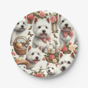 Cute West Highland White Terrier Seamless Paper Plate