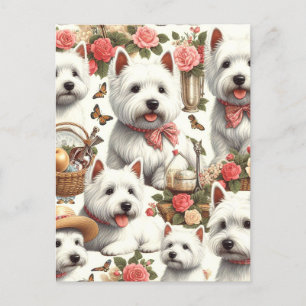 Cute West Highland White Terrier Seamless Postcard