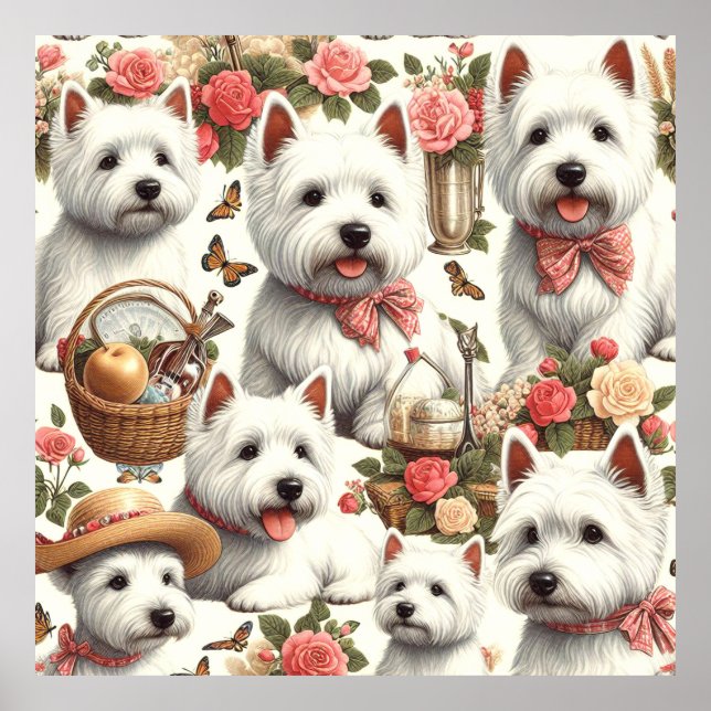 Cute West Highland White Terrier Seamless Poster (Front)