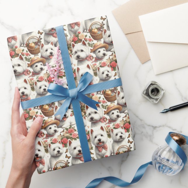 Cute West Highland White Terrier Seamless Wrapping Paper (Gifting)