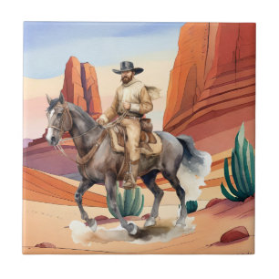 cute Western cowboy desert  Tile