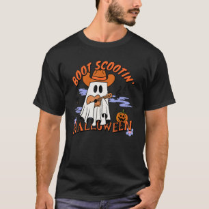 Cute Western Cowboy Ghost Playing Guitar Halloween T-Shirt