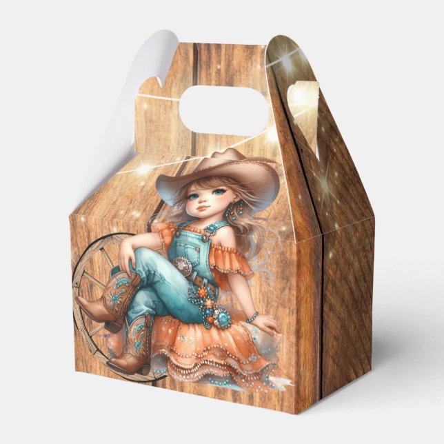 Cute Western Cowgirl Birthday Party Favor Box (Front Side)