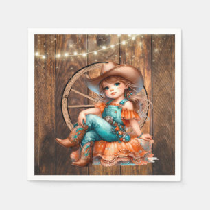 Cute Western Cowgirl Birthday Party Napkin