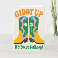 Cute Western Cowgirl Boots Retro Floral Birthday