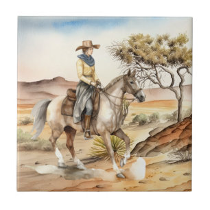 cute Western cowgirl desert  Tile