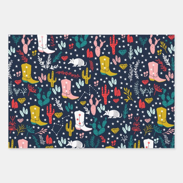 Cute Western Cowgirl Wrapping Paper (Front)