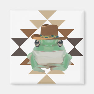 Cute Western Frog With Cowboy Hat Magnet