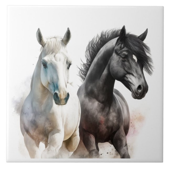 cute Western Horses Country Tile (Front)