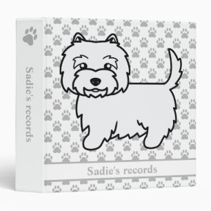 Cute Westie Cartoon Dog With Pet Records Text Binder