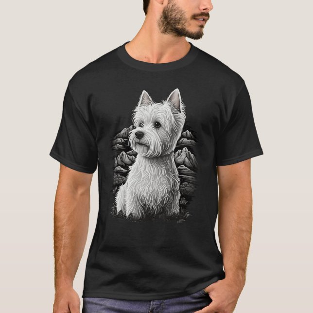 Cute Westie Dog on West Highland White Terrier Lov T-Shirt (Front)