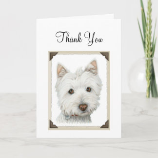 Cute Westie Dog with torn paper edges design Thank You Card