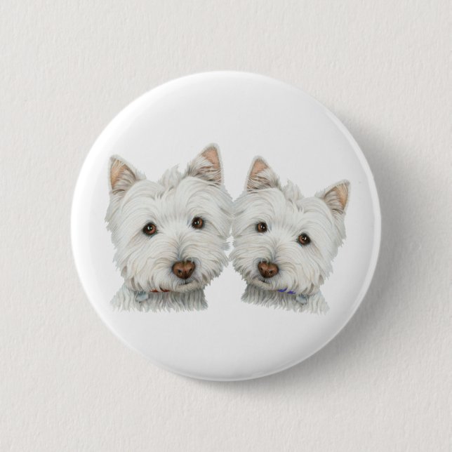 Cute Westie Dogs 2 Inch Round Button (Front)