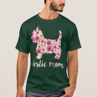 Cute Westie Mom Roses Flower Floral Mothers Day  T-Shirt