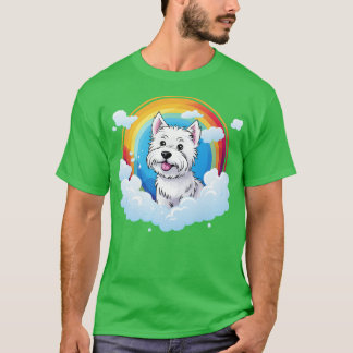 Cute Westie Rainbow Cloud West Highland Terrier T-Shirt