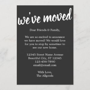 Cute We've Moved Black Pattern Moving Announcement
