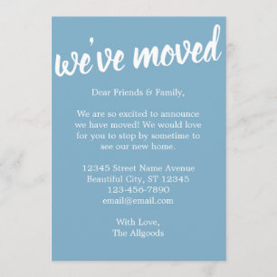 Cute We've Moved Blue Pattern Moving Announcement