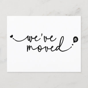 Cute We've Moved Modern Handwritten Script Heart Postcard