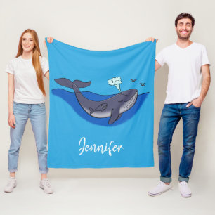 Cute whale and calf cartoon blanket
