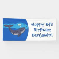 Cute whale and calf whimsical cartoon