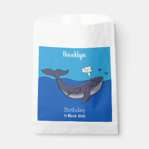 Cute whale and calf whimsical cartoon favour bag
