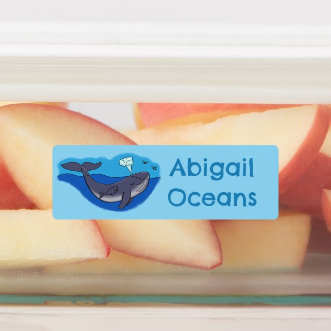 Cute whale and calf whimsical cartoon personalized (Affixed)