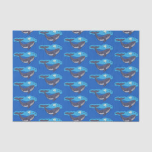 Cute whale and calf whimsical cartoon tissue paper