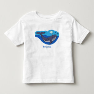Cute whale and calf whimsical cartoon toddler t-shirt