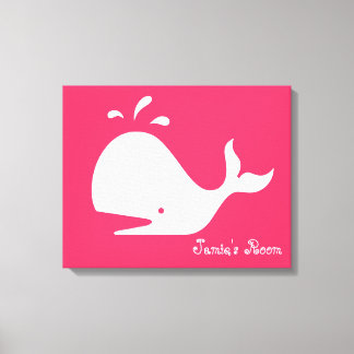 Cute Whale Art: Customizable Text & Colour! Canvas Print