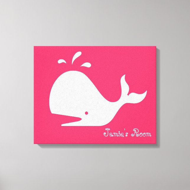 Cute Whale Art: Customizable Text & Colour! Canvas Print (Front)